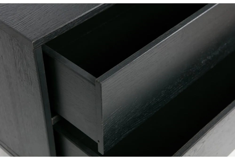 Czarna szafka pod TV z litego drewna jesionowego 180x61x44 cm Silas – WOOOD