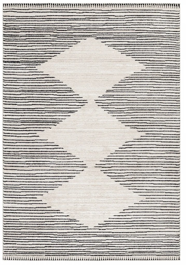 Dywan poliestrowy Romby kremowo-czarny 120 cm x 170 cm