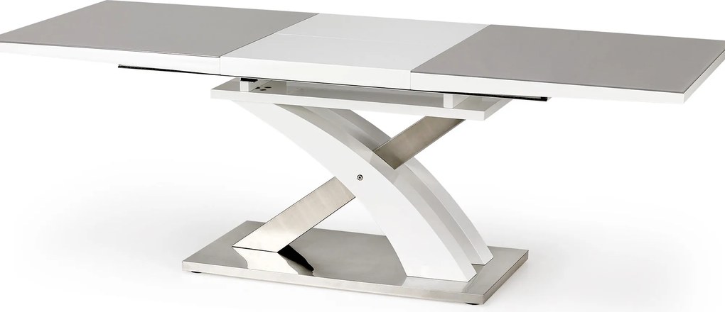 Popielato biały stół Sandor 2 ze szklanym blatem