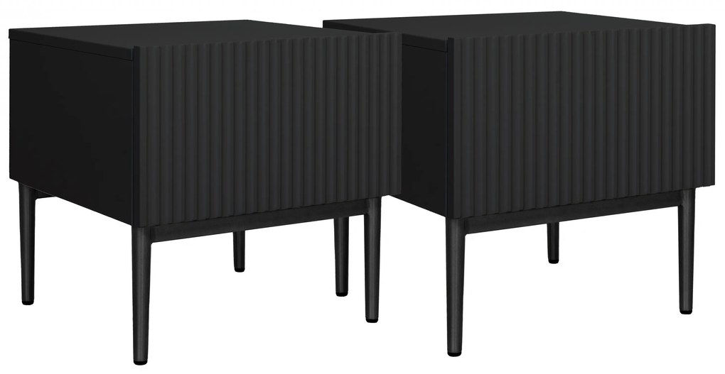Zestaw szafek nocnych Nicole 46 cm - czarny / czarne nóżki