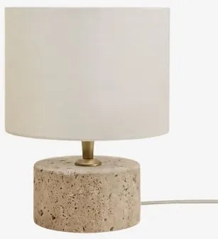 Lampa Stołowa Z Naturalnego Kamienia Orlena Trawertyn & Biały Ø20 Cm - ↑15 Cm Arlina - Sklum