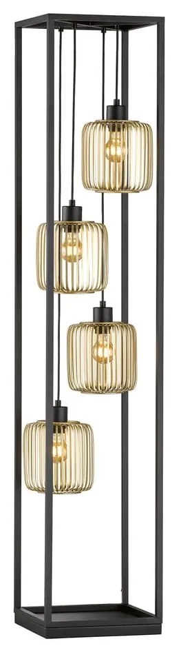 Czarna lampa stojąca ze szklanym kloszem (wysokość 150 cm) Caydo – Fischer &amp; Honsel