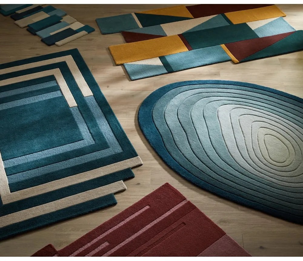 Niebieski wełniany dywan 200x290 cm Puddle Ombre Wool – Flair Rugs