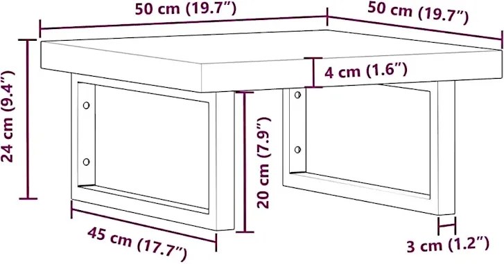 Łazienkowa półka nieobrobione akacjowe drewno W2-L42