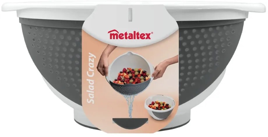 Biała miska z durszlakiem 2v1 Metaltex, Ø 28 cm