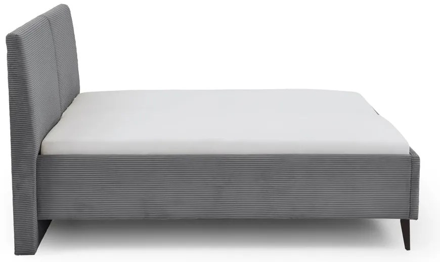 Szare tapicerowane łóżko dwuosobowe ze schowkiem ze stelażem 180x200 cm Lando – Meise Möbel