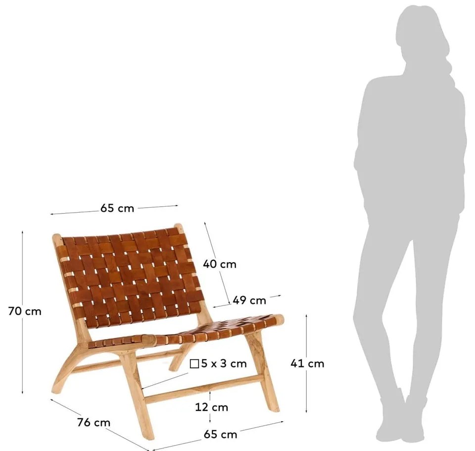 Koniakowo-naturalny skórzany fotel z plecionką Calixta – Kave Home