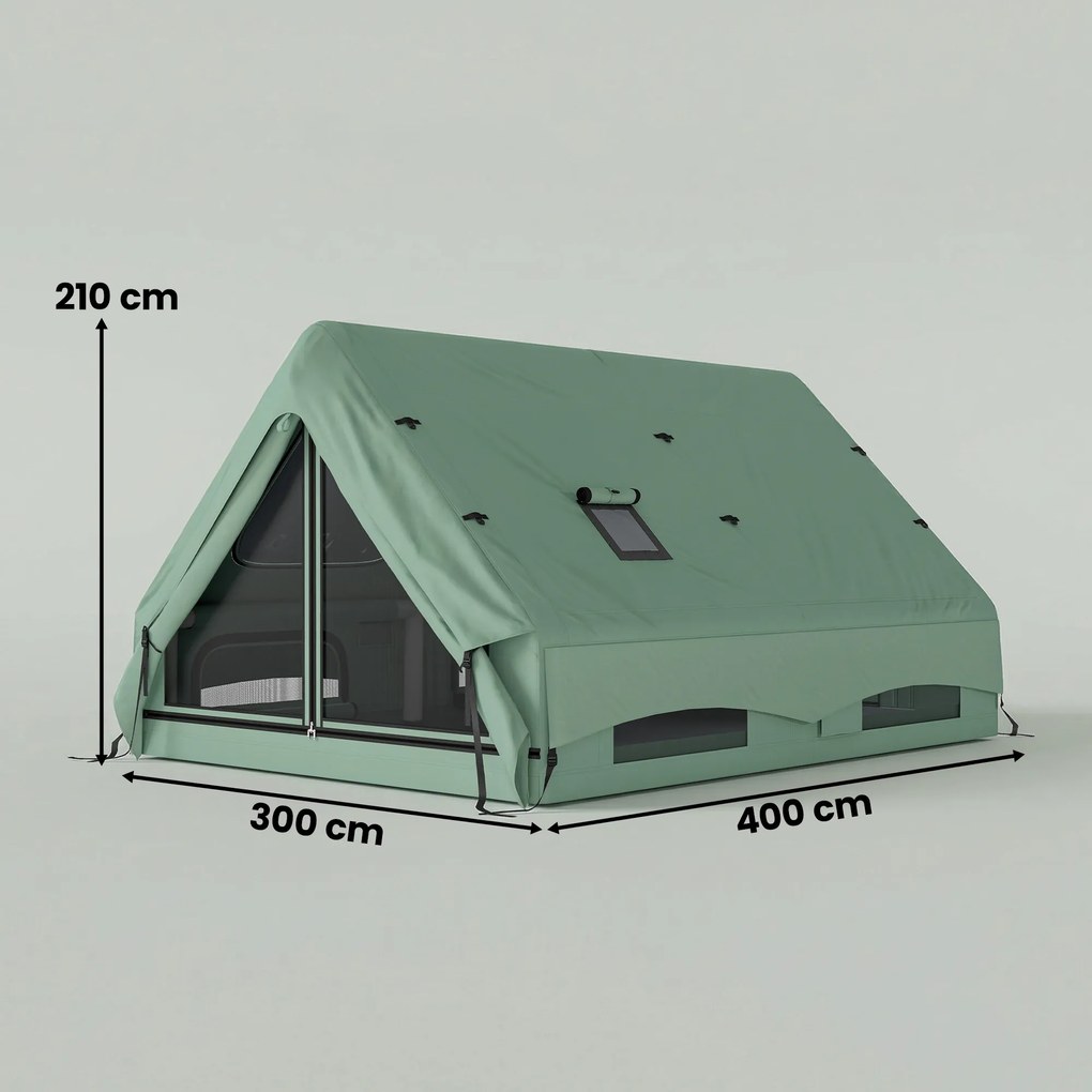 Outsunny Nadmuchiwany Namiot 8-10 Osób Szybki Montaż 4-Sezonowy Wodoodporny Odporny na Zarysowania z Otworem na Piecyk i Świetlikami | Aosom PL