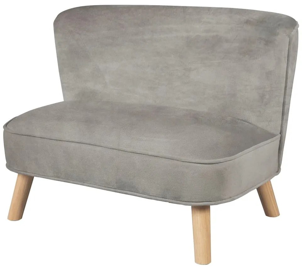 Jasnoszara aksamitna sofa dla dzieci 70 cm Lil Sofa – Roba