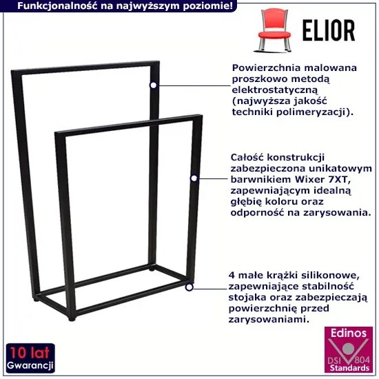 Czarny stojący wieszak na ręczniki 75 cm T9-G99
