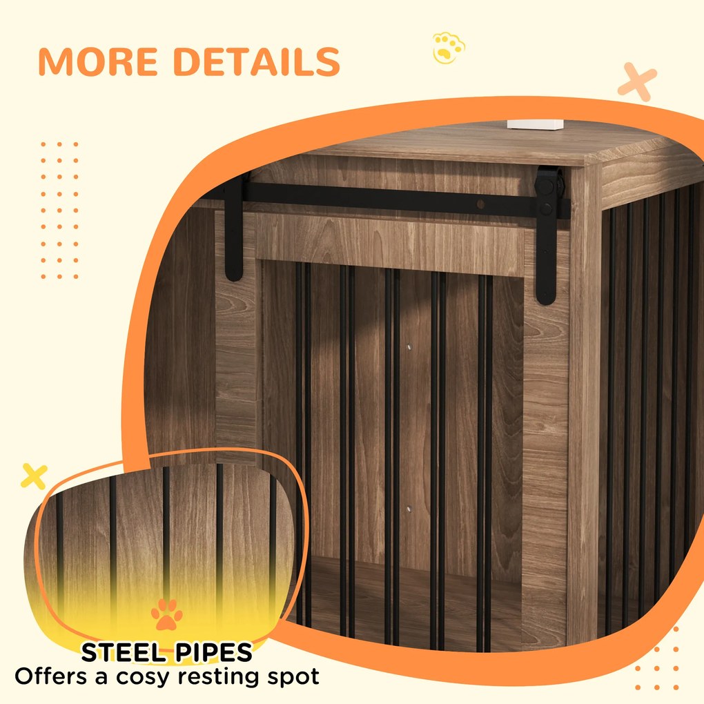 Klatka dla psów PawHut klatka dla dużych psów drewna 98x58x61 cm zamykana rustykalny design wygląd drewna orzech czarny | Aosom PL