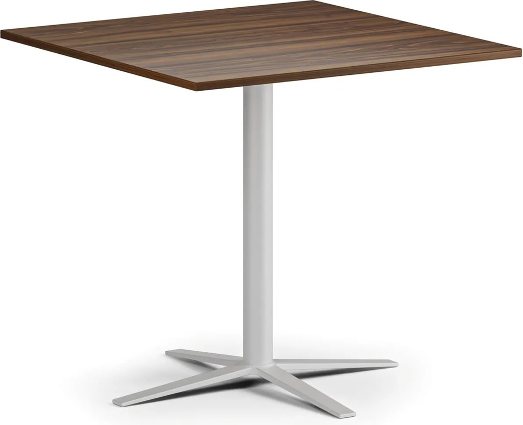 Stolik kawowy AURA, 60x60 cm, biała podstawa, orzech