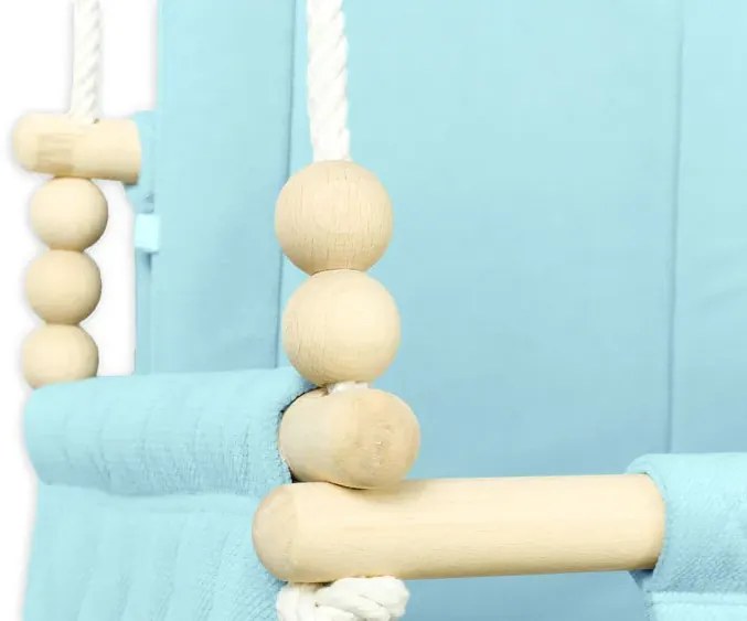 Niebieska drewniana huśtawka dziecięca P4-F14