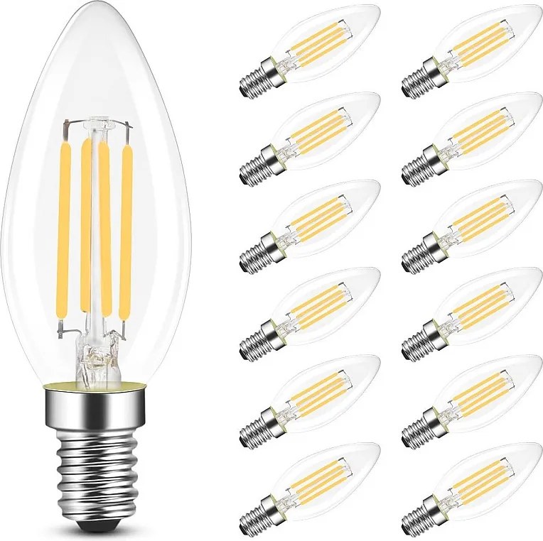 NETTLIFE E14 Żarówka LED, Lampa energooszczędna, 12 szt., 4W 2700K, Ciepła biała żarówka