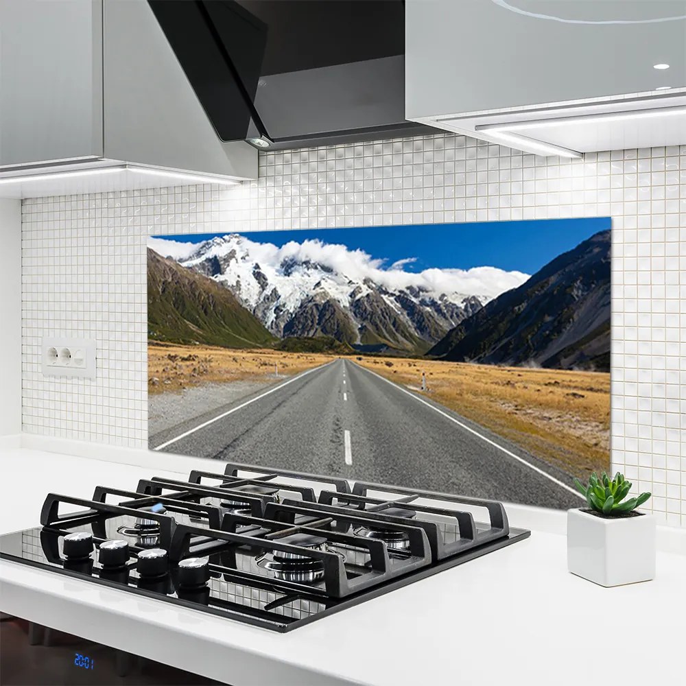 Panel Szklany do Kuchni Zimowy Szlak Górski