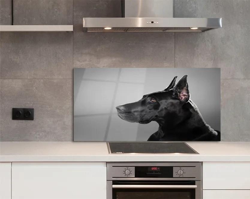 Panel szklany do Kuchni Elegancki Czarny Pies