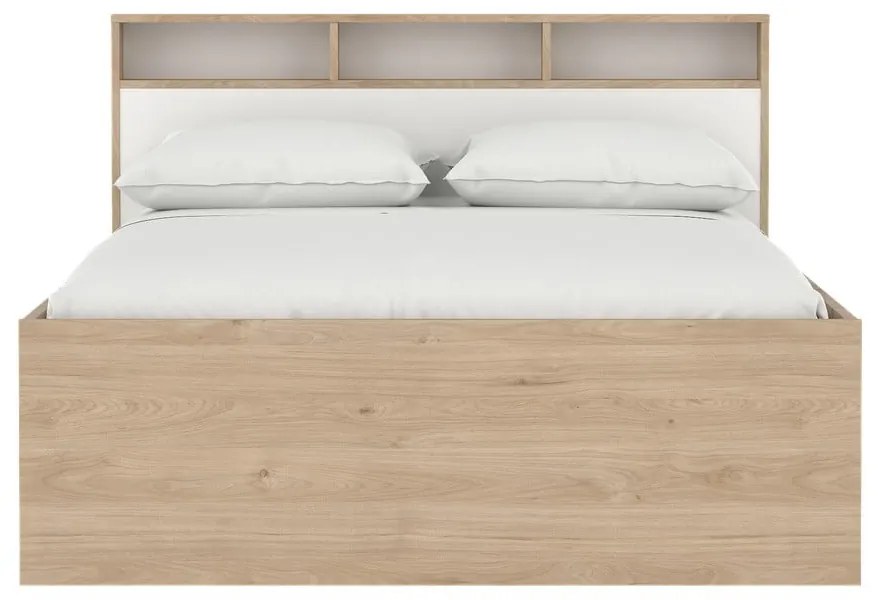 Łóżko dwuosobowe w dekorze dębu ze schowkiem bez stelaża 140x200 cm Ikast – Tvilum