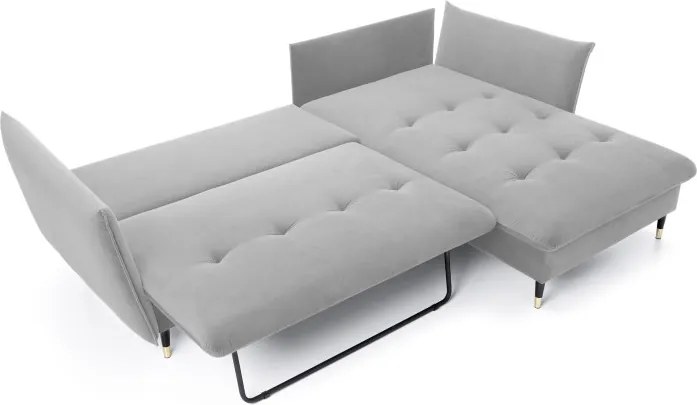 Narożnik GLAM Prawostronny z funkcją spania, zestaw z poduszkami wolnostojący tkanina RIVIERA 80 Jasny szary DOMO HOME