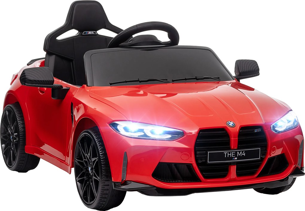 AIYAPLAY BMW M4 elektryczne auto dla dzieci, dźwięk i światło, 3-5 km/h, z pilotem, dla dzieci 3-5 lat, Czerwony