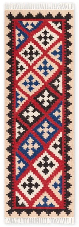 Czerwony wełniany chodnik dwustronny tkany ręcznie 60x190 cm Kamal Rami – Nouristan