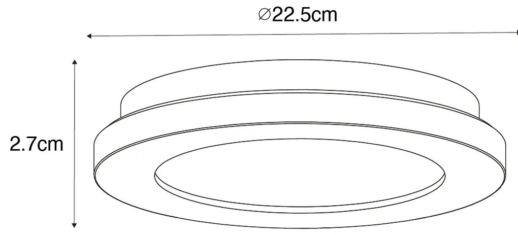 Nowoczesna lampa sufitowa czarna 22,5 cm z diodą LED IP44 - Steve Nowoczesny Oswietlenie wewnetrzne