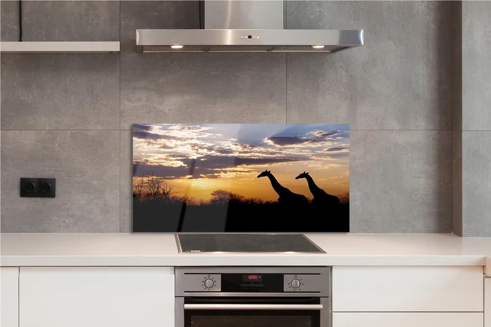 Szklany Panel Żyrafy w Otoczeniu Drzew