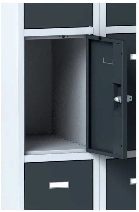 Alfa 3 Szafka skrytkowa S6, 8 schowków, 1800 x 600 x 500 mm, zamek obrotowy, drzwi ciemnoszare