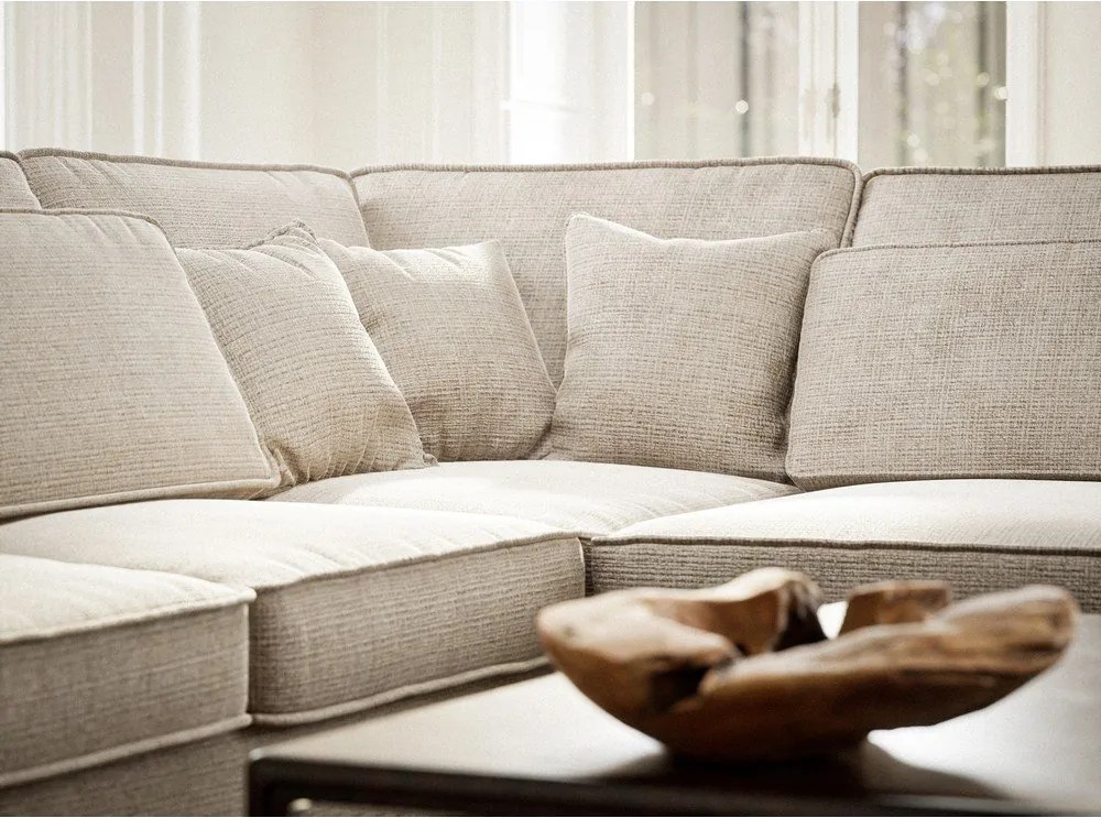 Kremowy narożnik z tkaniny szenilowej (prawostronny/w kształcie litery L) Kirou – Maison de Rêve