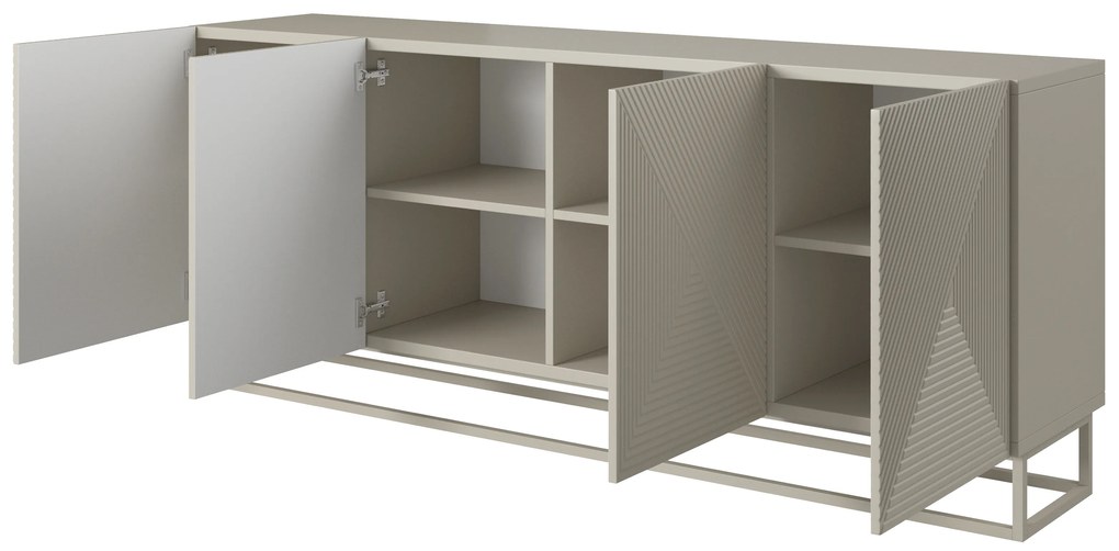 Komoda Asha 200 cm czterodrzwiowa - kaszmir / kaszmir stelaż