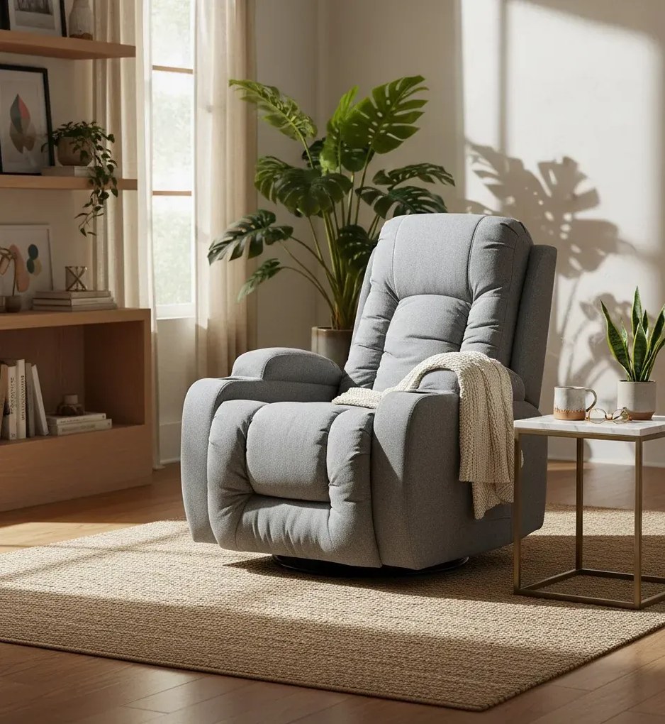 Szary masujący fotel wypoczynkowy do salonu - Bergos 4X