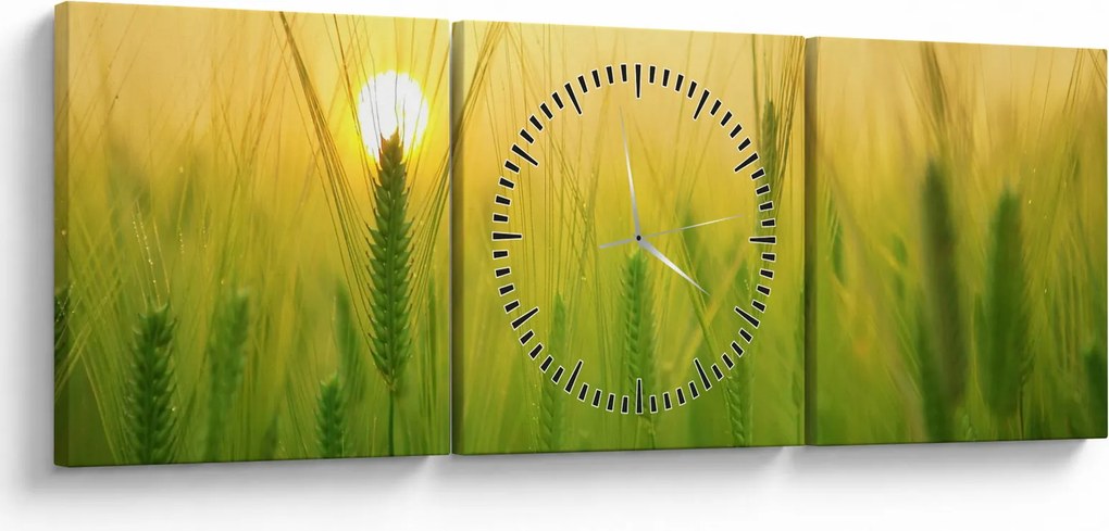 Obraz pola ze zbożem (z zegarem) (90x30 cm)
