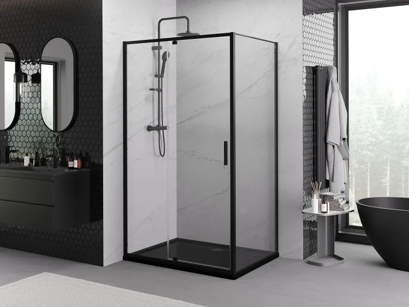Mexen Exo kabina prysznicowa uchylna 110 x 90 cm, transparent, czarna - 819-110-090-70-00