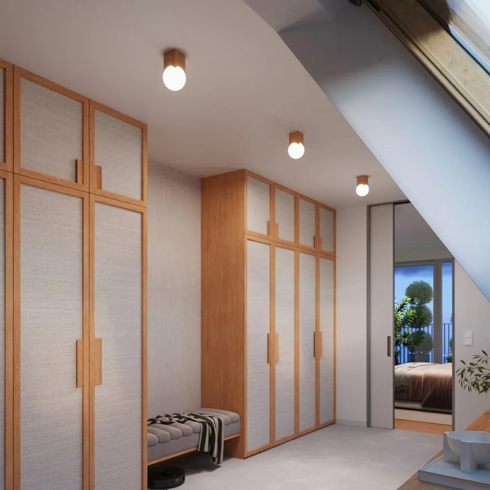 Lampa sufitowa w naturalnym kolorze ze szklanym kloszem 12x12 cm Rayer – Sollux