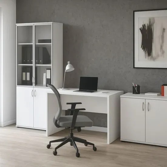 Zamykany regał biurowy z witryną dąb craft - Dergo