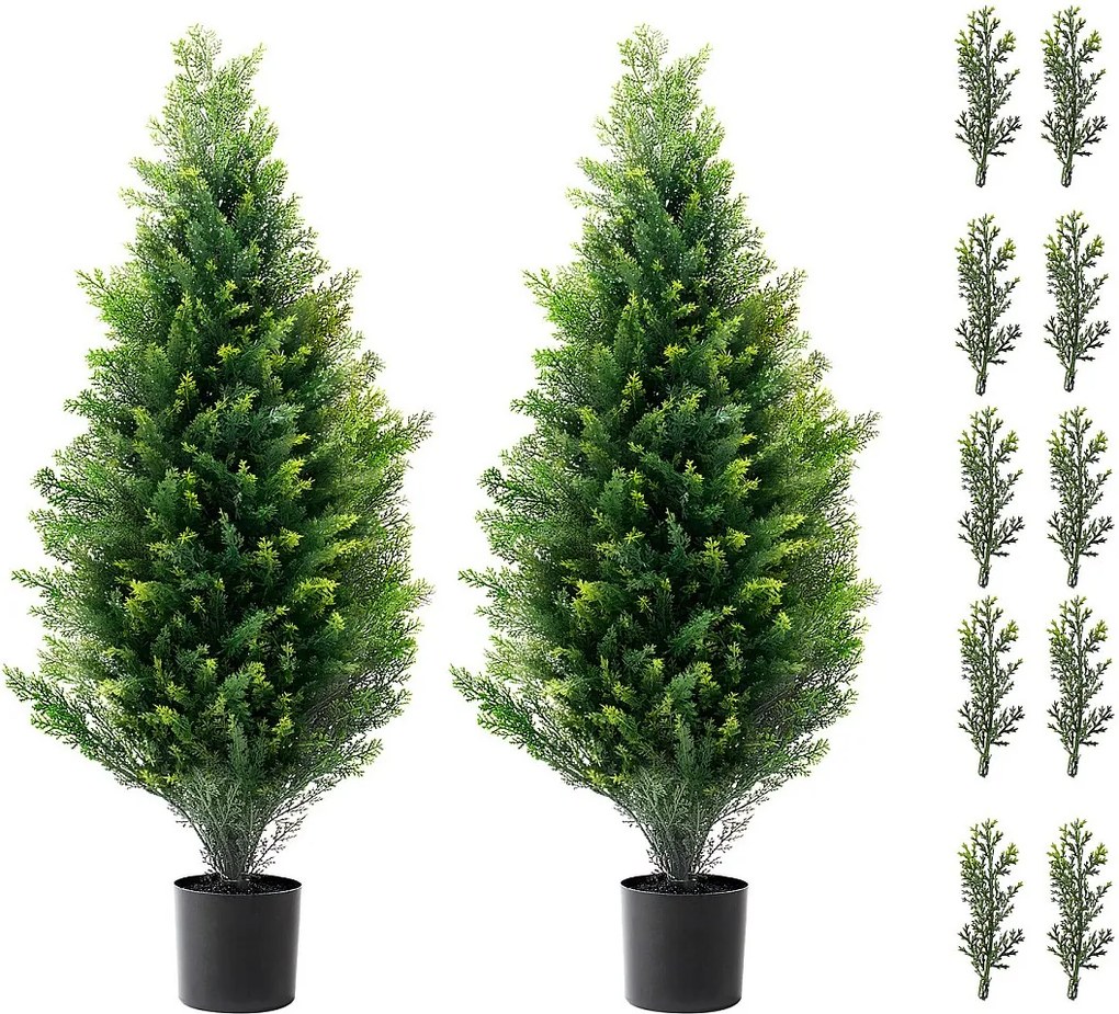 Sztuczna Roślina, SucceBuy 2 szt. 91 cm Sztuczne Cedrowe Drzewa Topiary Odporne na UV do Dekoracji Wewnątrz/Zewnątrz