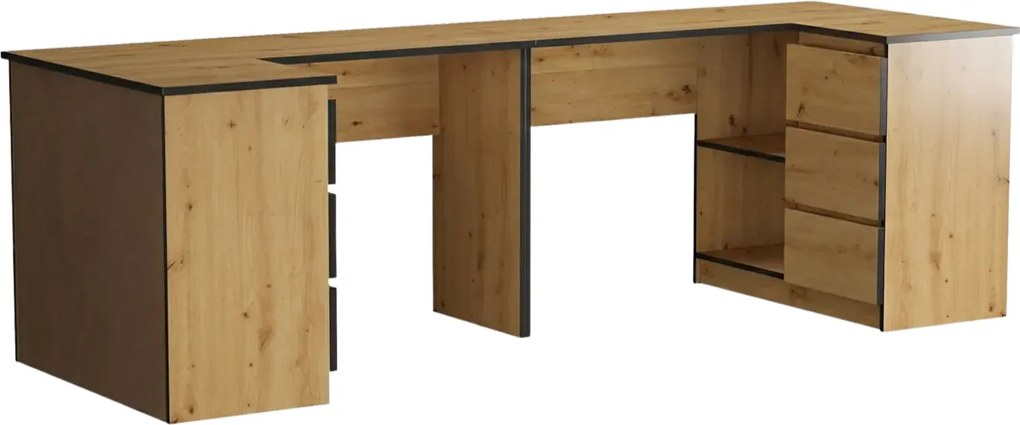 Narożne biurko dwuosobowe dąb craft A2-Z35