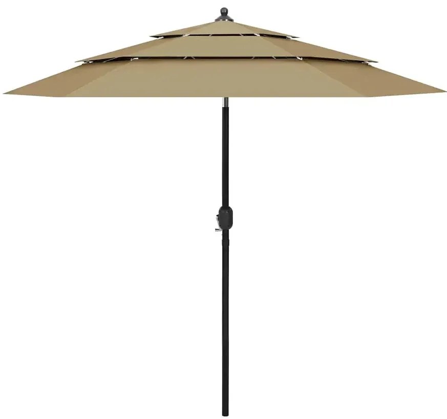 Okrągły trzypoziomowy parasol ogrodowy taupe P9-D43