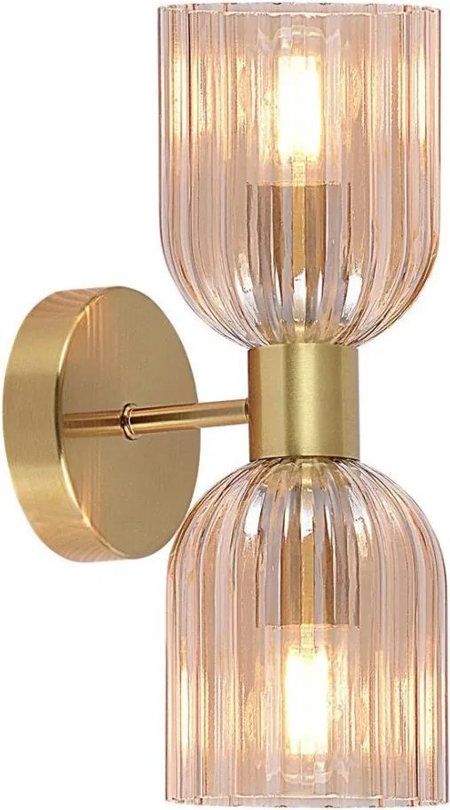 Kinkiet PIEGA 2xE14/10W/230V mosiądz/dymny beż