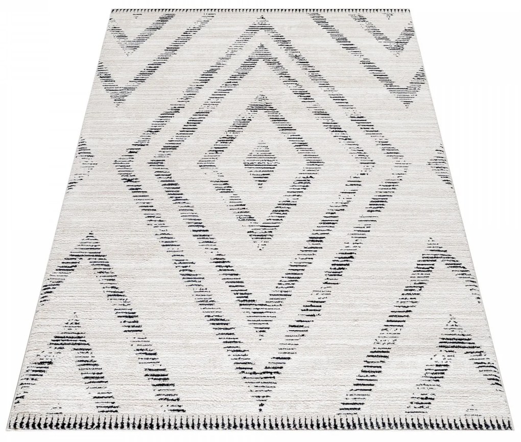 Dywan poliestrowy Berber skandynawski kremowy 140 cm x 200 cm