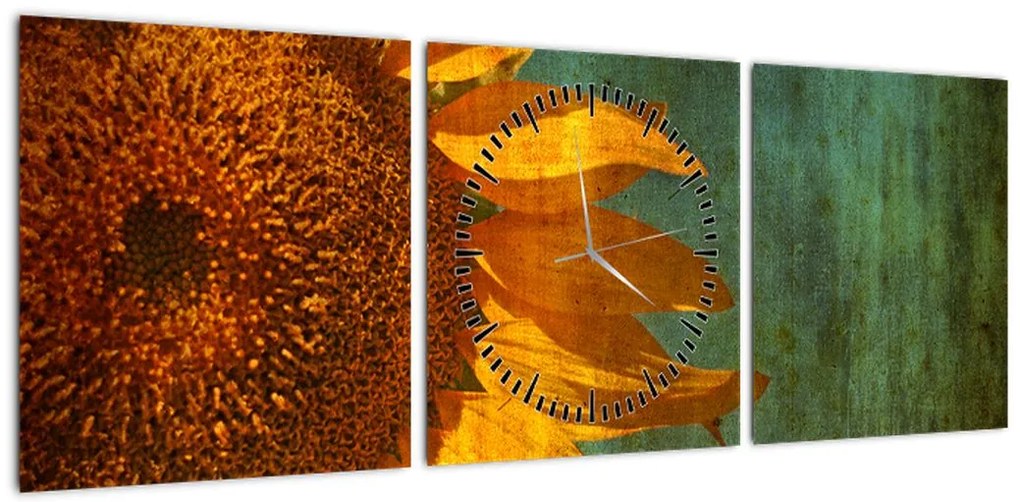 Obraz - Słonecznik (z zegarem) (90x30 cm)