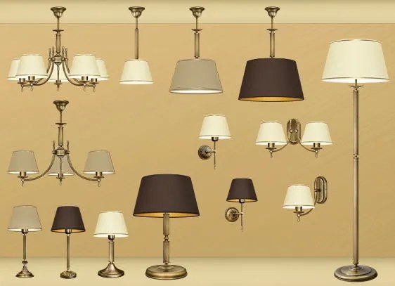 Lampa stołowa z mosiądzu z abażurem L-B1B