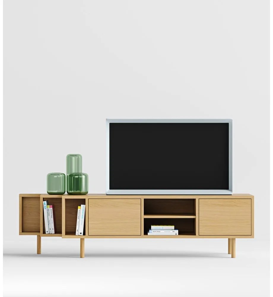 Szafka pod TV w dekorze dębu w naturalnym kolorze 189x50x44 cm Shift – Woodman