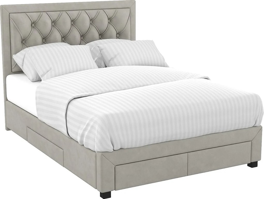 Łóżko z szufladami – 160 × 200 cm – Tkanina welurowa w kolorze niebieskim - LEOPOLD