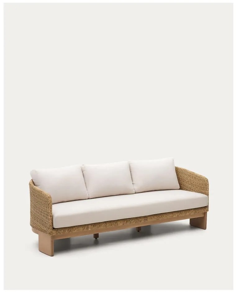 Beżowo-naturalny sofa ogrodowa z imitacji rattanu Xoriguer – Kave Home