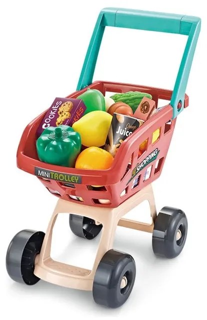Woopie sklep supermarket z wózkiem sklepowym waga kasa skaner + 48 akc.