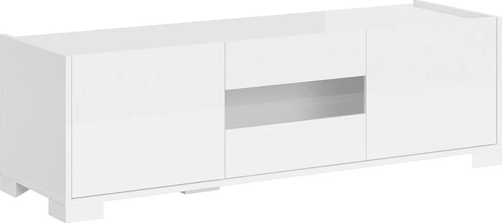 Szafka RTV z 3 drzwiami Riflesso 130x40x40 cm, biały połysk