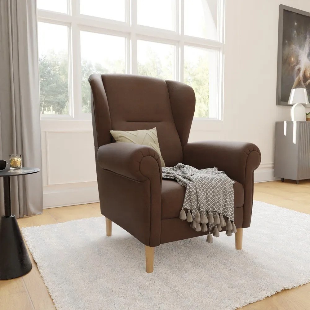 Ciemnobrązowy fotel typu uszak Swan – Ropez