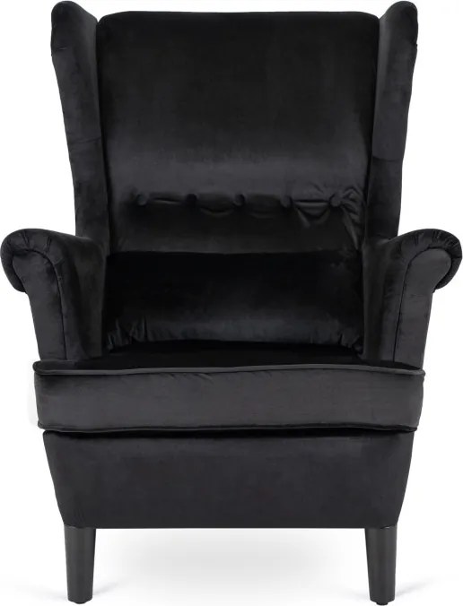 Fotel Uszak Wypoczynkowy KLARIS 2 Czarny Welurowy do Salonu Nowoczesny Loft