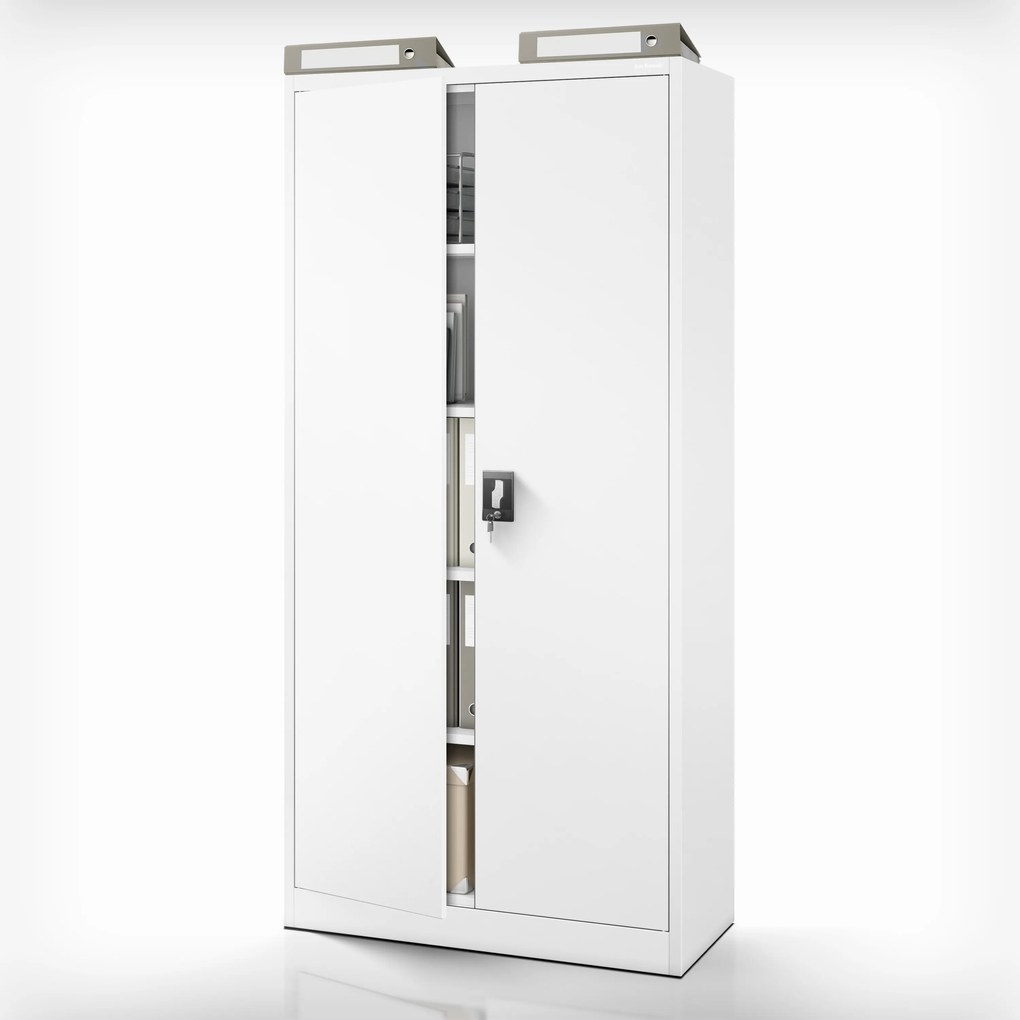 Biurowa szafa metalowa na akta JAN, 900 x 1850 x 400 mm szara