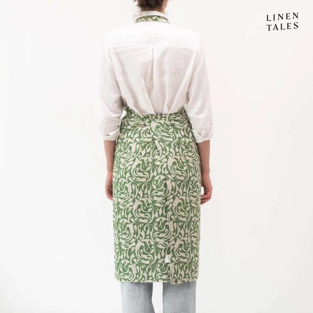 Lniany fartuch Evergreen Damask – Linen Tales